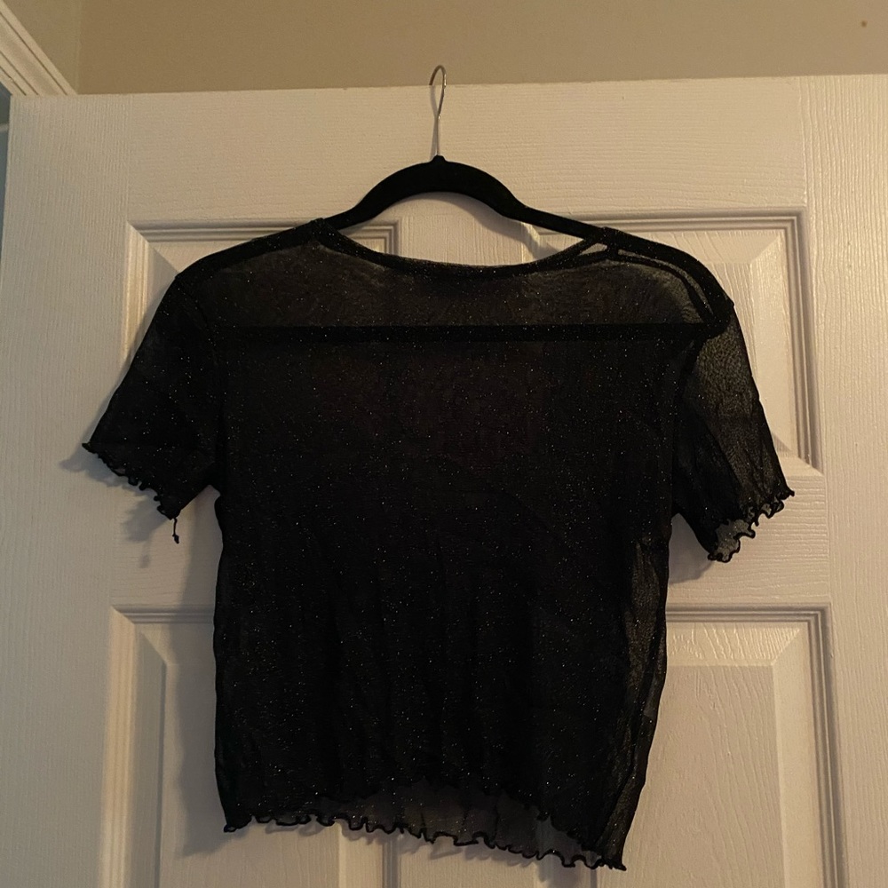 See through sparkly flowy top